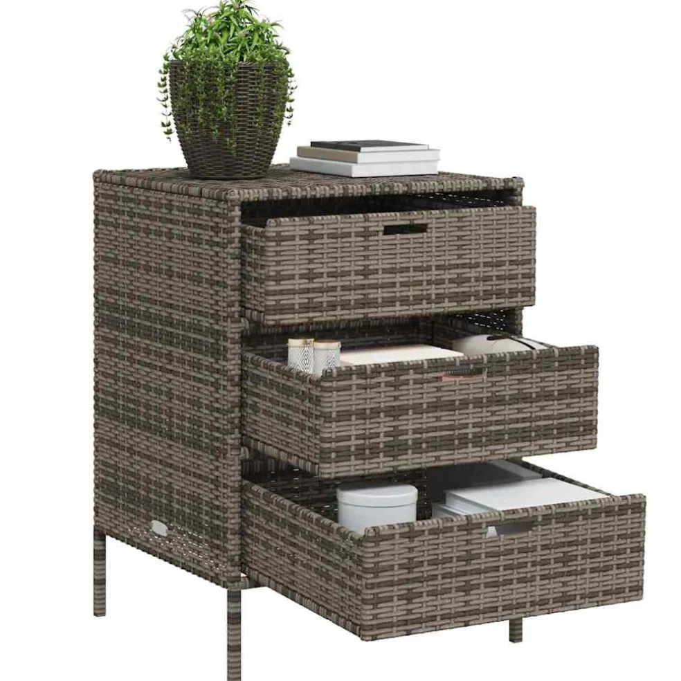 vidaXL Tuinkast 55x59x80 cm poly rattan grijs