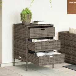 vidaXL Tuinkast 55x59x80 cm poly rattan grijs