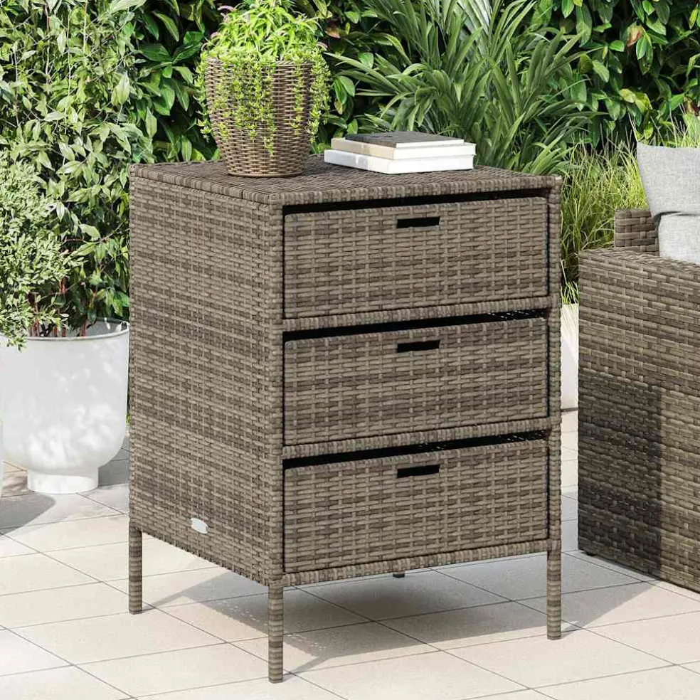 vidaXL Tuinkast 55x59x80 cm poly rattan grijs