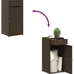 vidaXL Tuinkast 55x55x111 cm poly rattan bruin