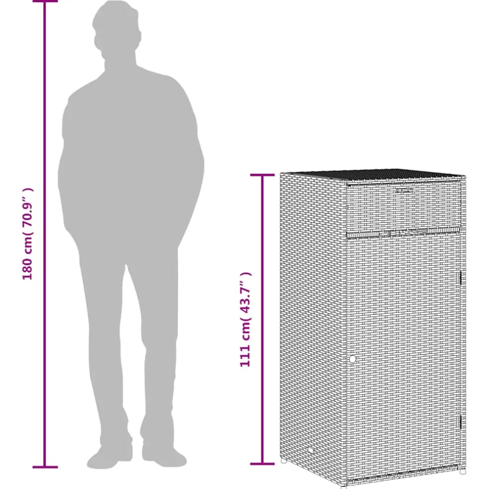 vidaXL Tuinkast 55x55x111 cm poly rattan bruin