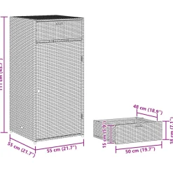 vidaXL Tuinkast 55x55x111 cm poly rattan bruin