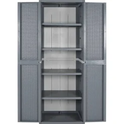 vidaXL Tuinkast 65x45x172 cm PP rattan grijs