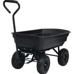 vidaXL Tuinkiepwagen 300 kg 75 L zwart