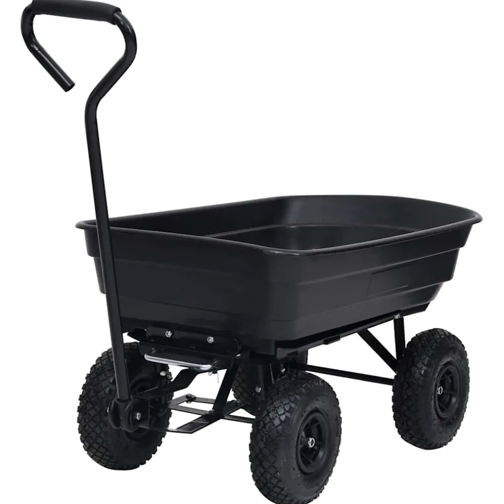 vidaXL Tuinkiepwagen 300 kg 75 L zwart