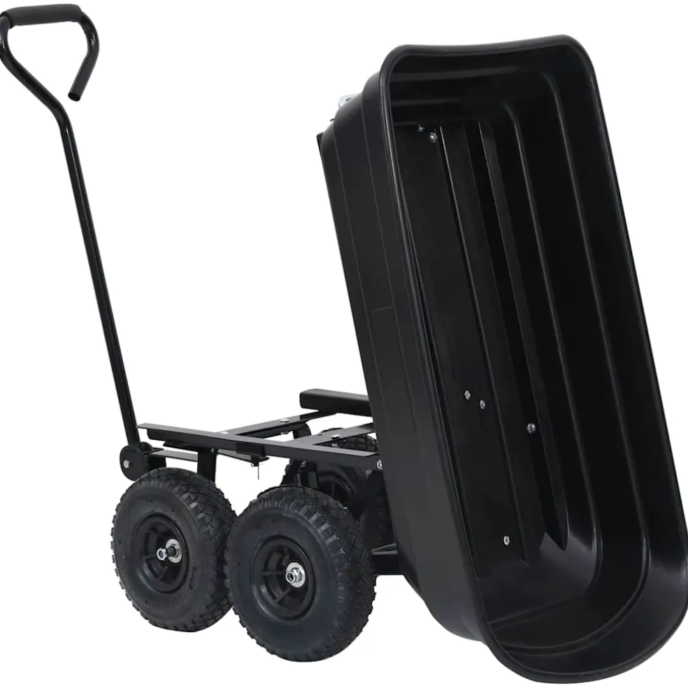 vidaXL Tuinkiepwagen 300 kg 75 L zwart