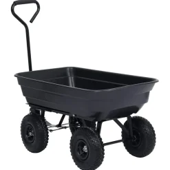 vidaXL Tuinkiepwagen 300 kg 75 L zwart