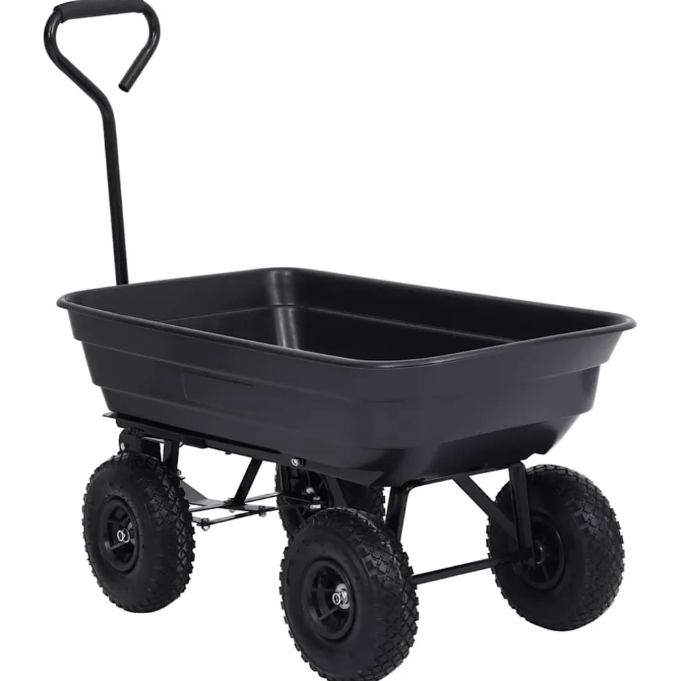 vidaXL Tuinkiepwagen 300 kg 75 L zwart
