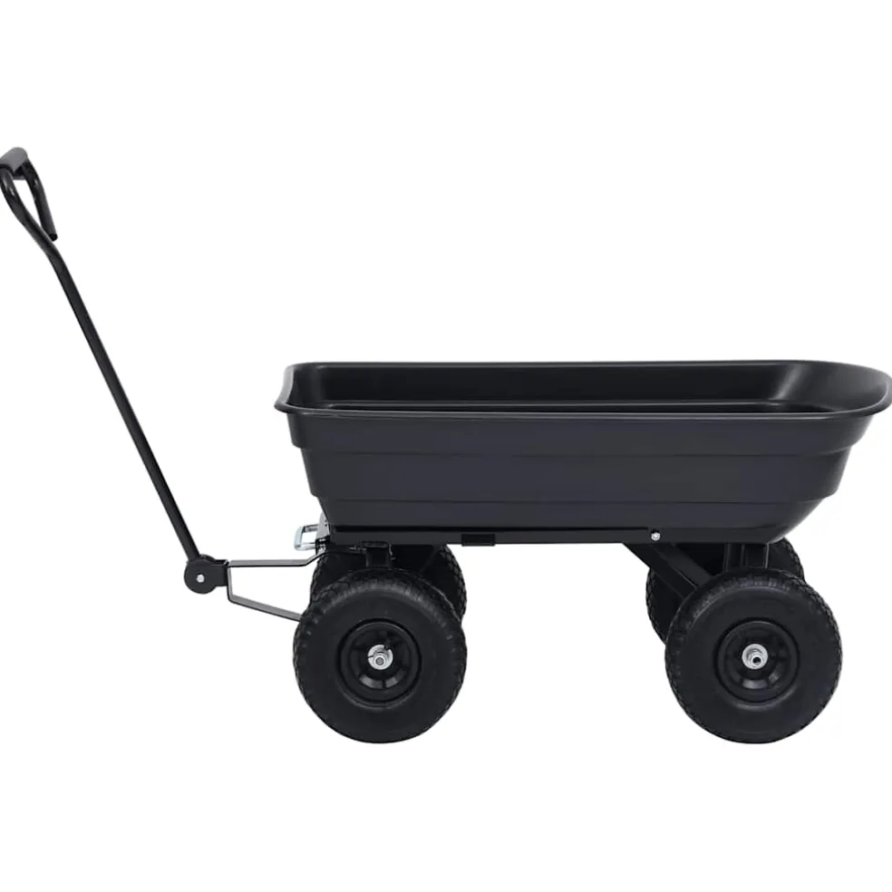 vidaXL Tuinkiepwagen 300 kg 75 L zwart