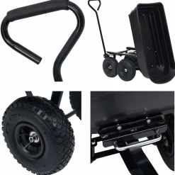 vidaXL Tuinkiepwagen 300 kg 75 L zwart