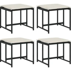 vidaXL Tuinkrukken met kussens 4 st poly rattan zwart