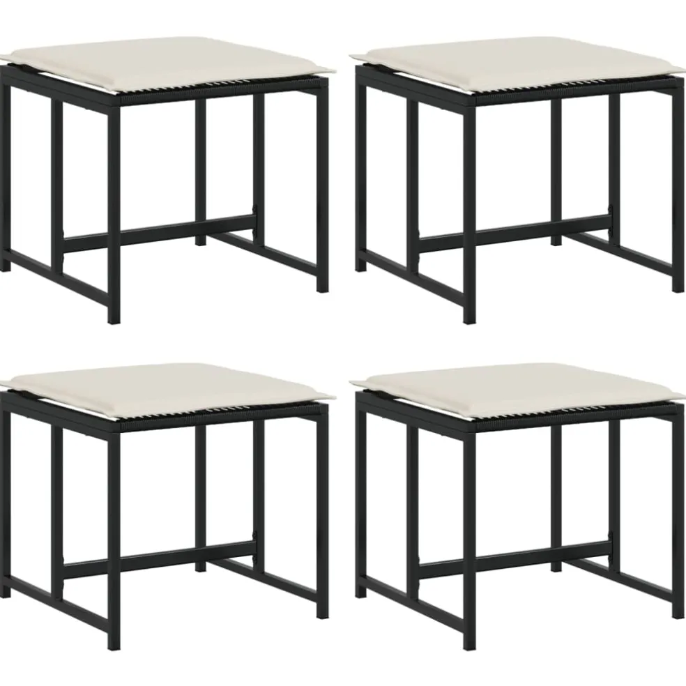 vidaXL Tuinkrukken met kussens 4 st poly rattan zwart