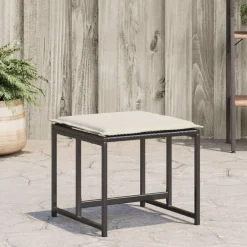 vidaXL Tuinkrukken met kussens 4 st poly rattan zwart