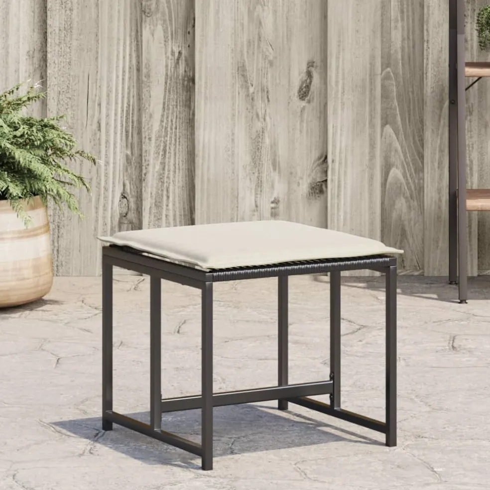 vidaXL Tuinkrukken met kussens 4 st poly rattan zwart
