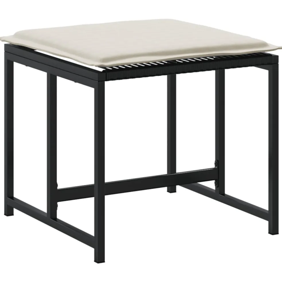vidaXL Tuinkrukken met kussens 4 st poly rattan zwart