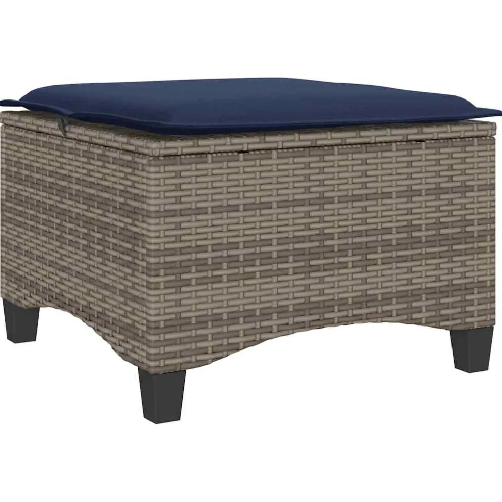 vidaXL Tuinkrukken met kussens 2 st 55x55x36 cm poly rattan grijs