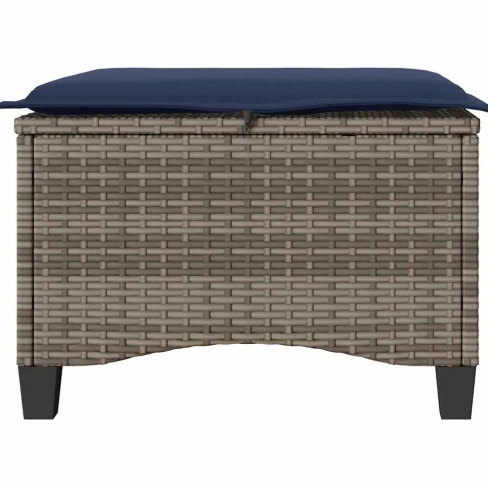 vidaXL Tuinkrukken met kussens 2 st 55x55x36 cm poly rattan grijs
