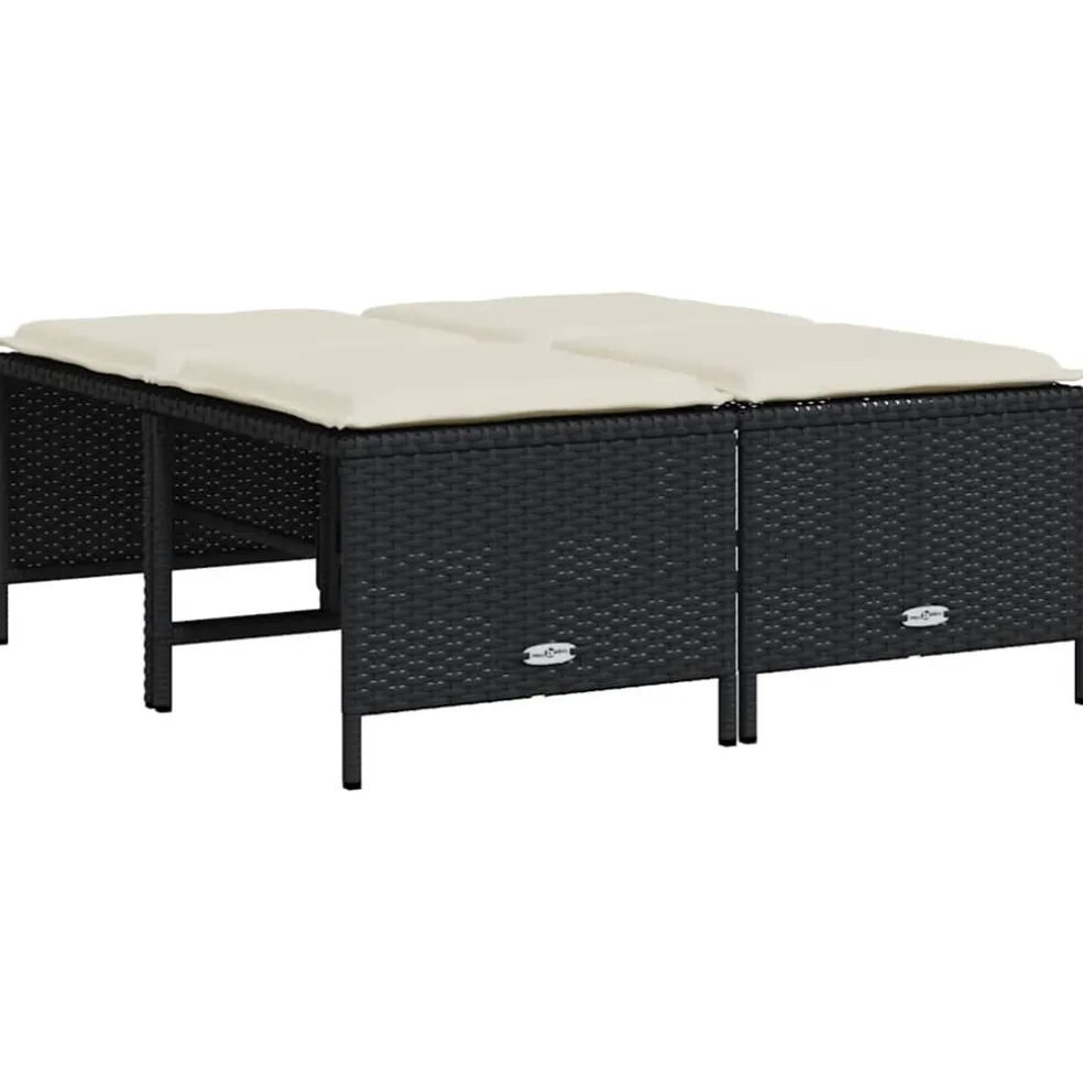 vidaXL Tuinkrukken met kussens 4 st poly rattan zwart