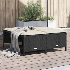 vidaXL Tuinkrukken met kussens 4 st poly rattan zwart