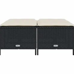 vidaXL Tuinkrukken met kussens 4 st poly rattan zwart