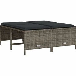 vidaXL Tuinkrukken met kussens 4 st poly rattan grijs