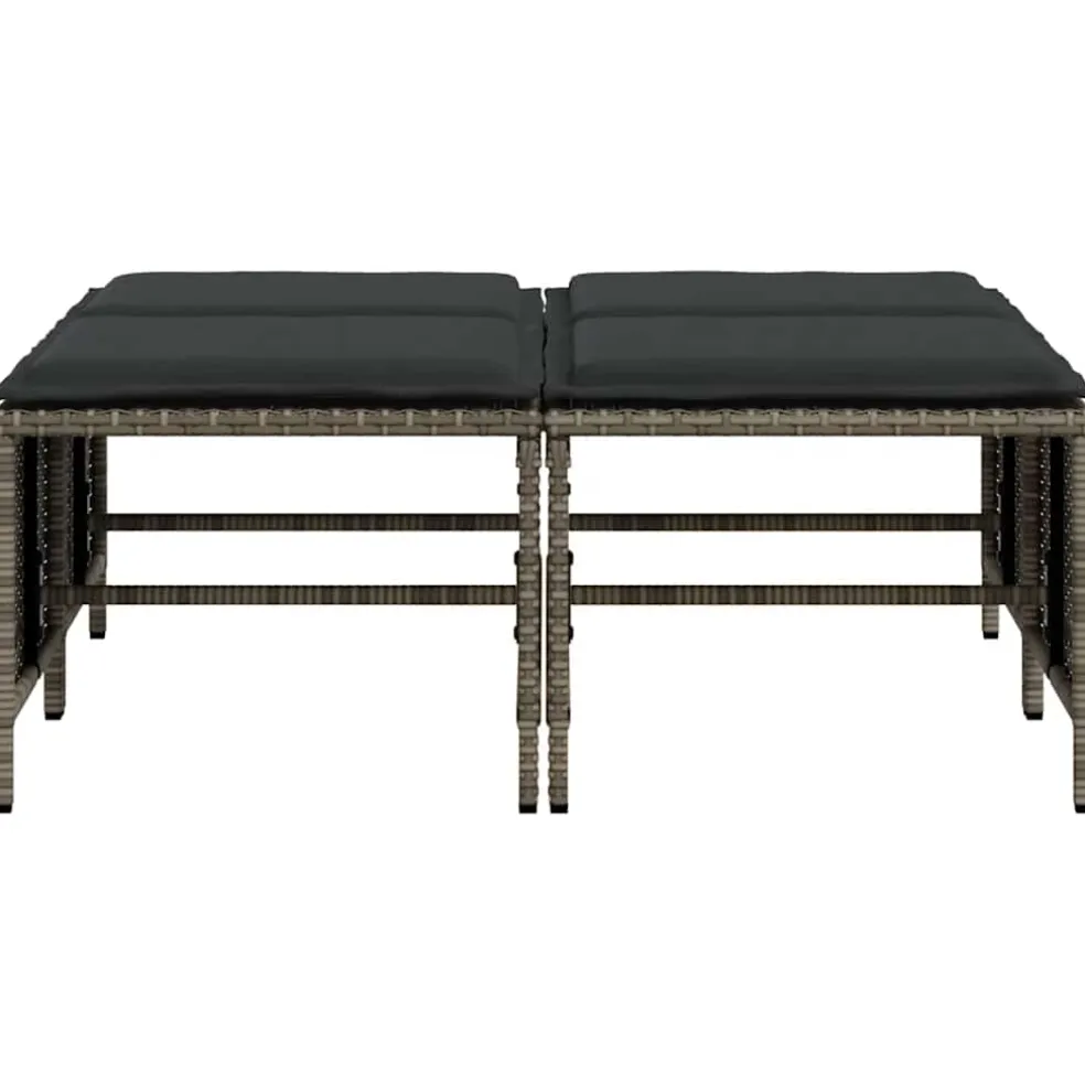 vidaXL Tuinkrukken met kussens 4 st poly rattan grijs