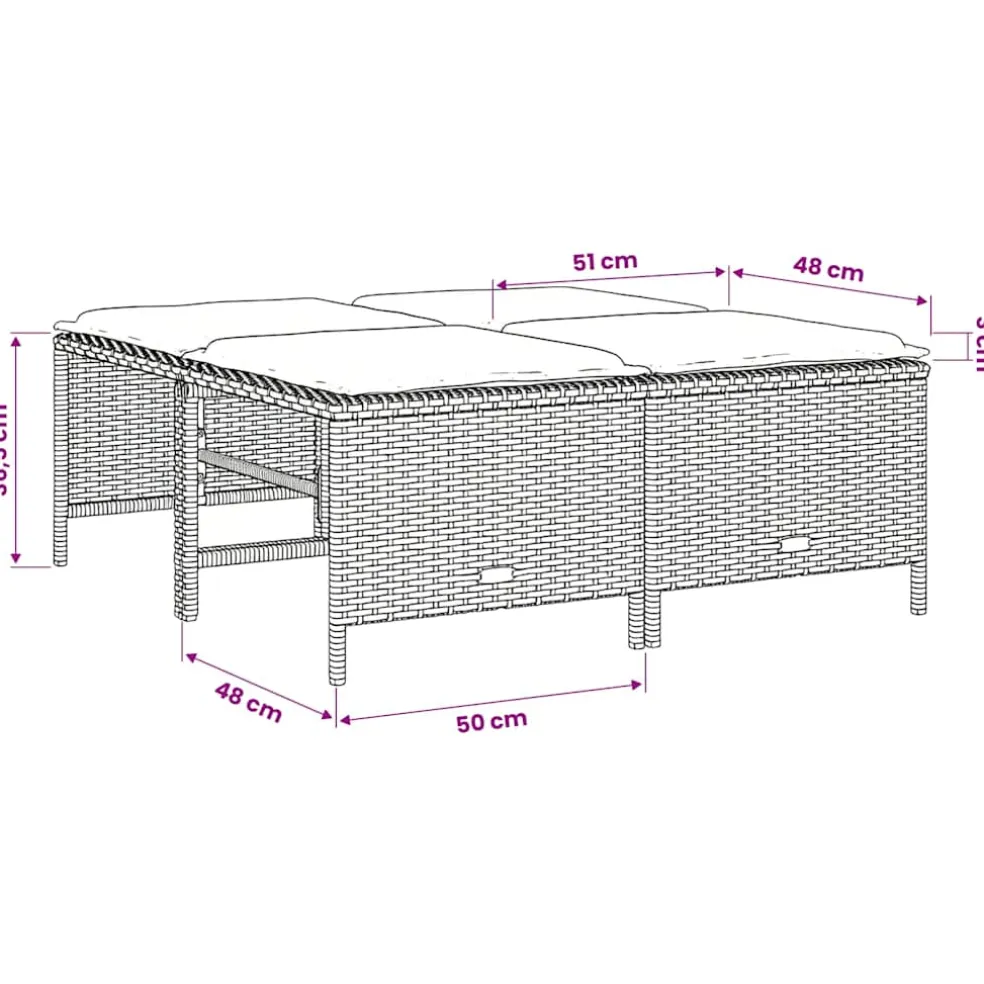 vidaXL Tuinkrukken met kussens 4 st poly rattan grijs