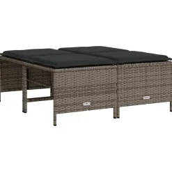 vidaXL Tuinkrukken met kussens 4 st poly rattan grijs