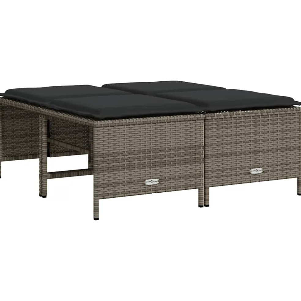 vidaXL Tuinkrukken met kussens 4 st poly rattan grijs