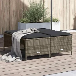 vidaXL Tuinkrukken met kussens 4 st poly rattan grijs