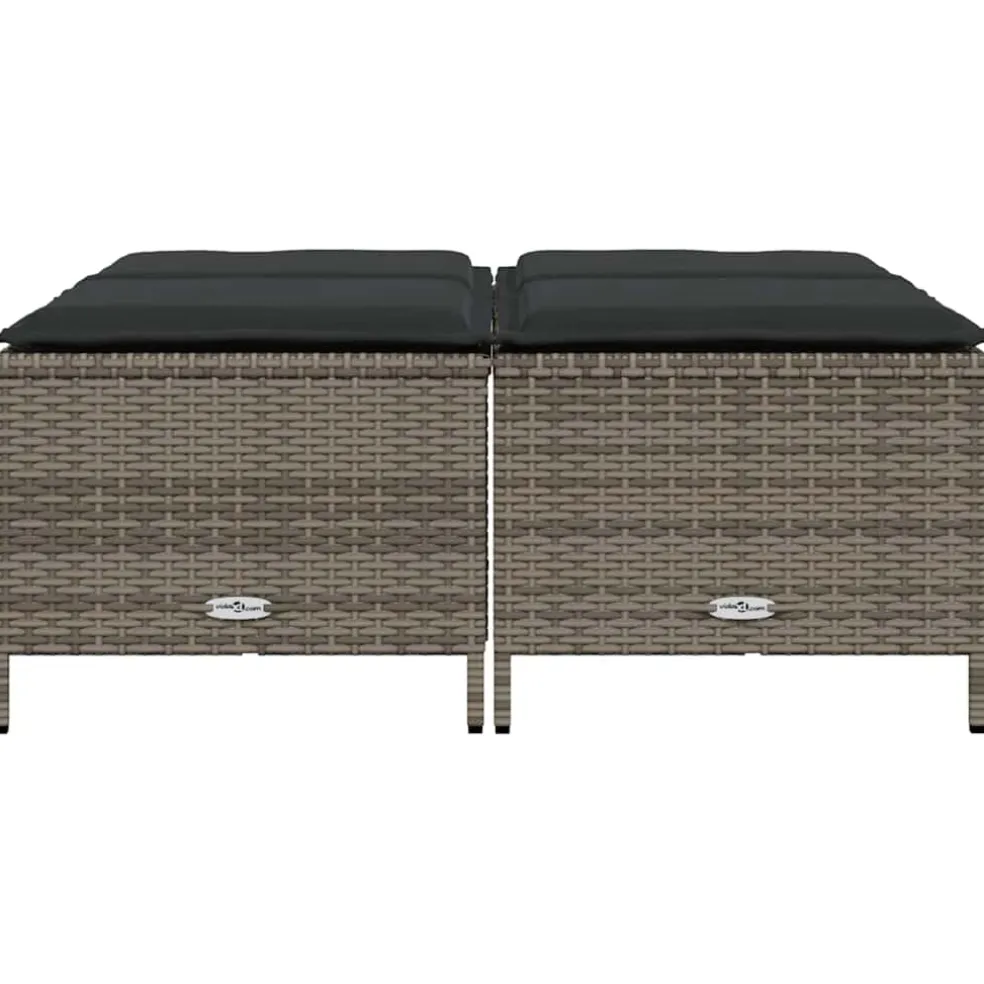 vidaXL Tuinkrukken met kussens 4 st poly rattan grijs
