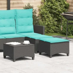 vidaXL Tuinkrukken met kussens 2 st 55x55x36 cm poly rattan zwart