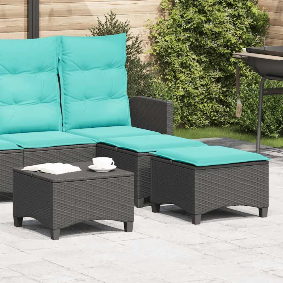 vidaXL Tuinkrukken met kussens 2 st 55x55x36 cm poly rattan zwart