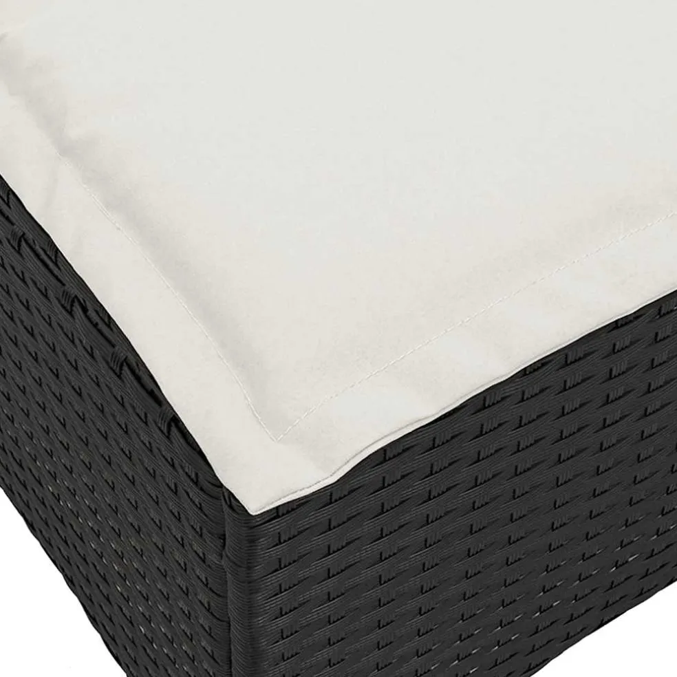 vidaXL Tuinkrukken met kussens 2 st 55x55x36 cm poly rattan zwart