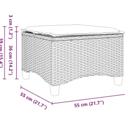 vidaXL Tuinkrukken met kussens 2 st 55x55x36 cm poly rattan zwart
