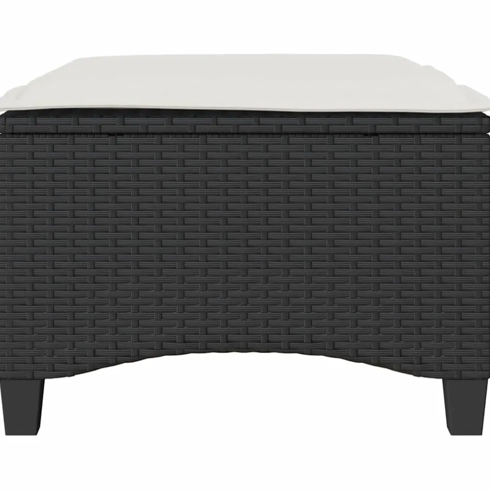 vidaXL Tuinkrukken met kussens 2 st 55x55x36 cm poly rattan zwart