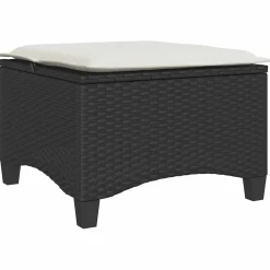 vidaXL Tuinkrukken met kussens 2 st 55x55x36 cm poly rattan zwart