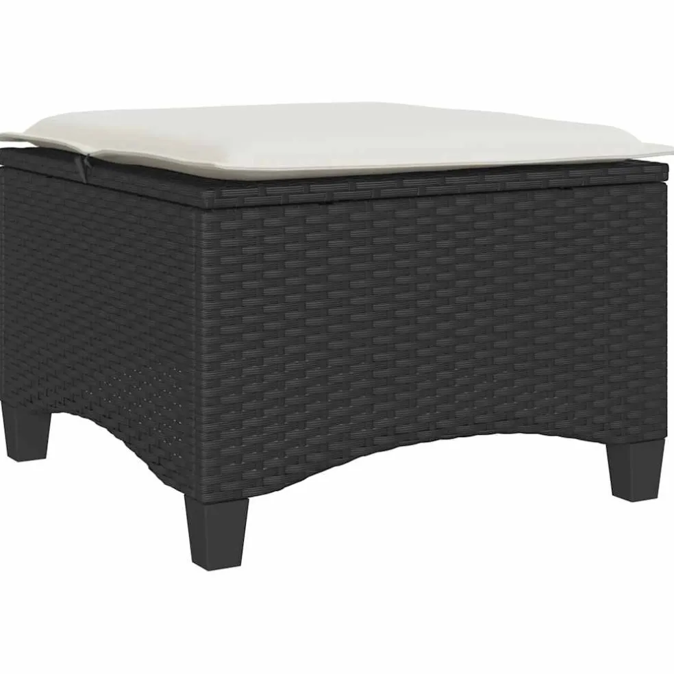 vidaXL Tuinkrukken met kussens 2 st 55x55x36 cm poly rattan zwart