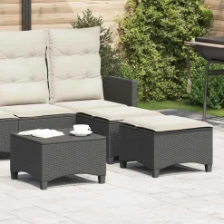 vidaXL Tuinkrukken met kussens 2 st 55x55x36 cm poly rattan zwart