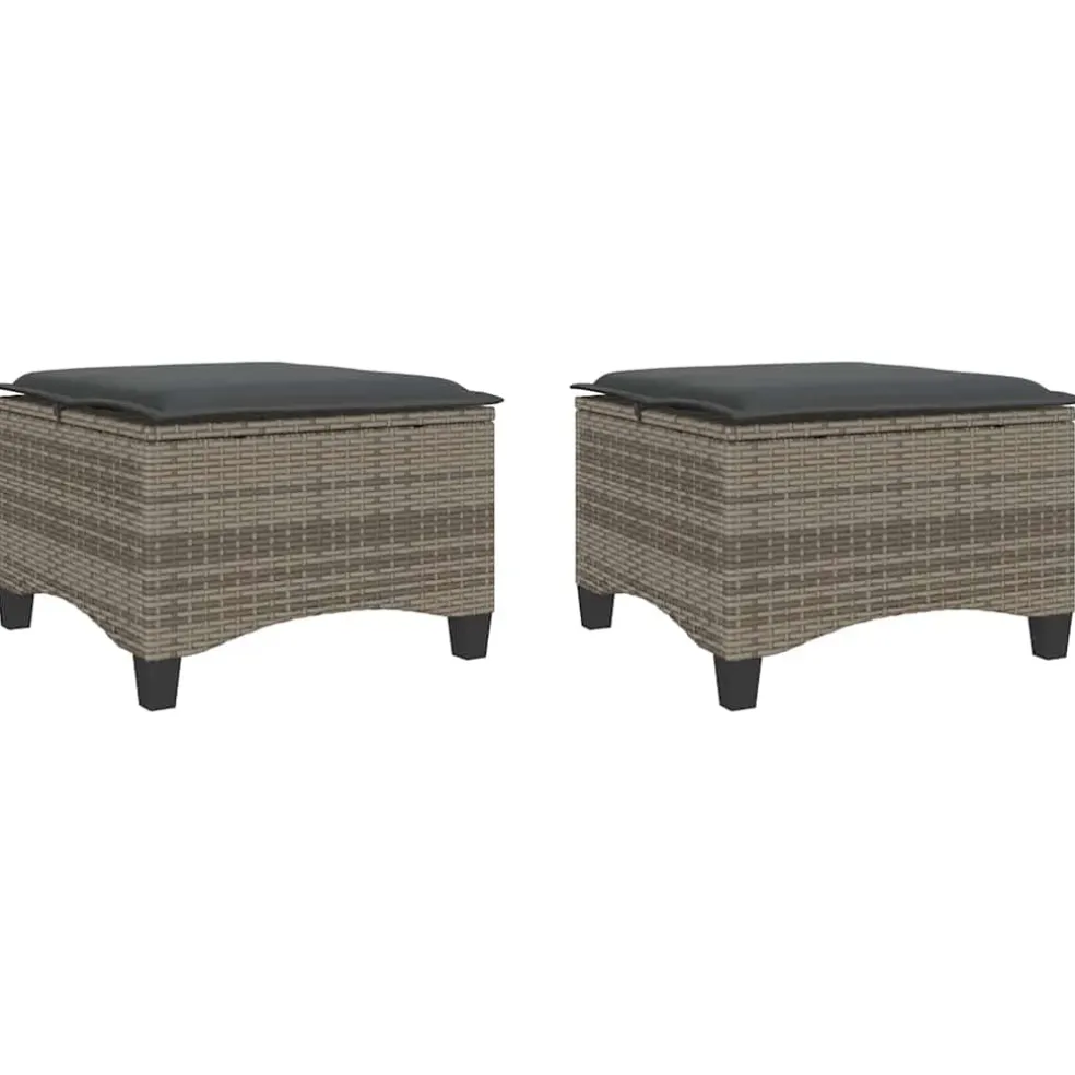 vidaXL Tuinkrukken met kussens 2 st 55x55x36 cm poly rattan grijs