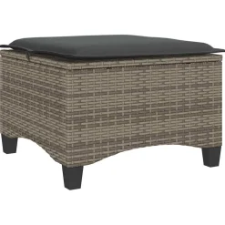 vidaXL Tuinkrukken met kussens 2 st 55x55x36 cm poly rattan grijs