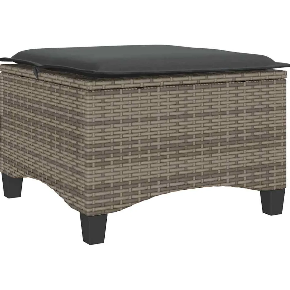 vidaXL Tuinkrukken met kussens 2 st 55x55x36 cm poly rattan grijs