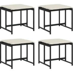vidaXL Tuinkrukken met kussens 4 st poly rattan zwart