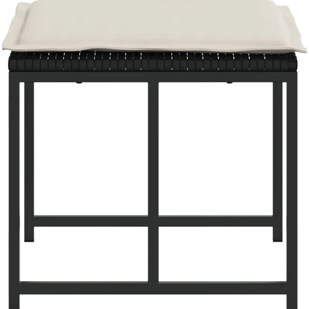 vidaXL Tuinkrukken met kussens 4 st poly rattan zwart