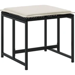 vidaXL Tuinkrukken met kussens 4 st poly rattan zwart