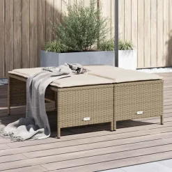 vidaXL Tuinkrukken met kussens 4 st poly rattan beige