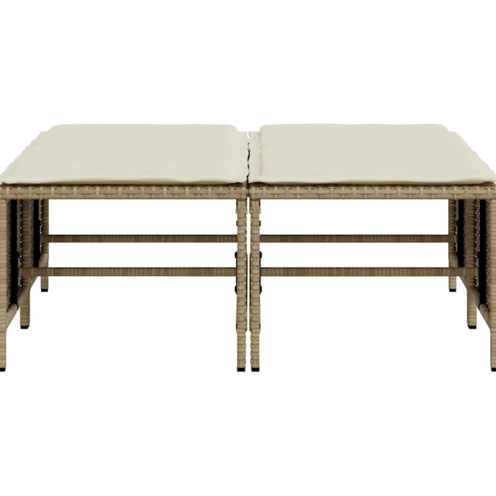 vidaXL Tuinkrukken met kussens 4 st poly rattan beige