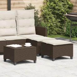 vidaXL Tuinkrukken met kussens 2 st 55x55x36 cm poly rattan bruin