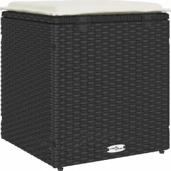 vidaXL Tuinkrukken met kussens 2 st 40x40x43 cm poly rattan zwart