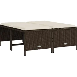 vidaXL Tuinkrukken met kussens 4 st poly rattan bruin